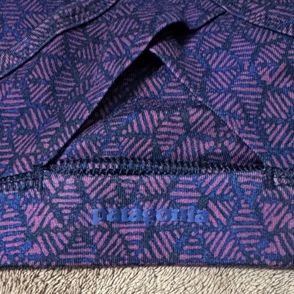 Patagonia Womens Cross Beta Sports Bra Size S Purple Geometric Print Crossover - Picture 4 of 4